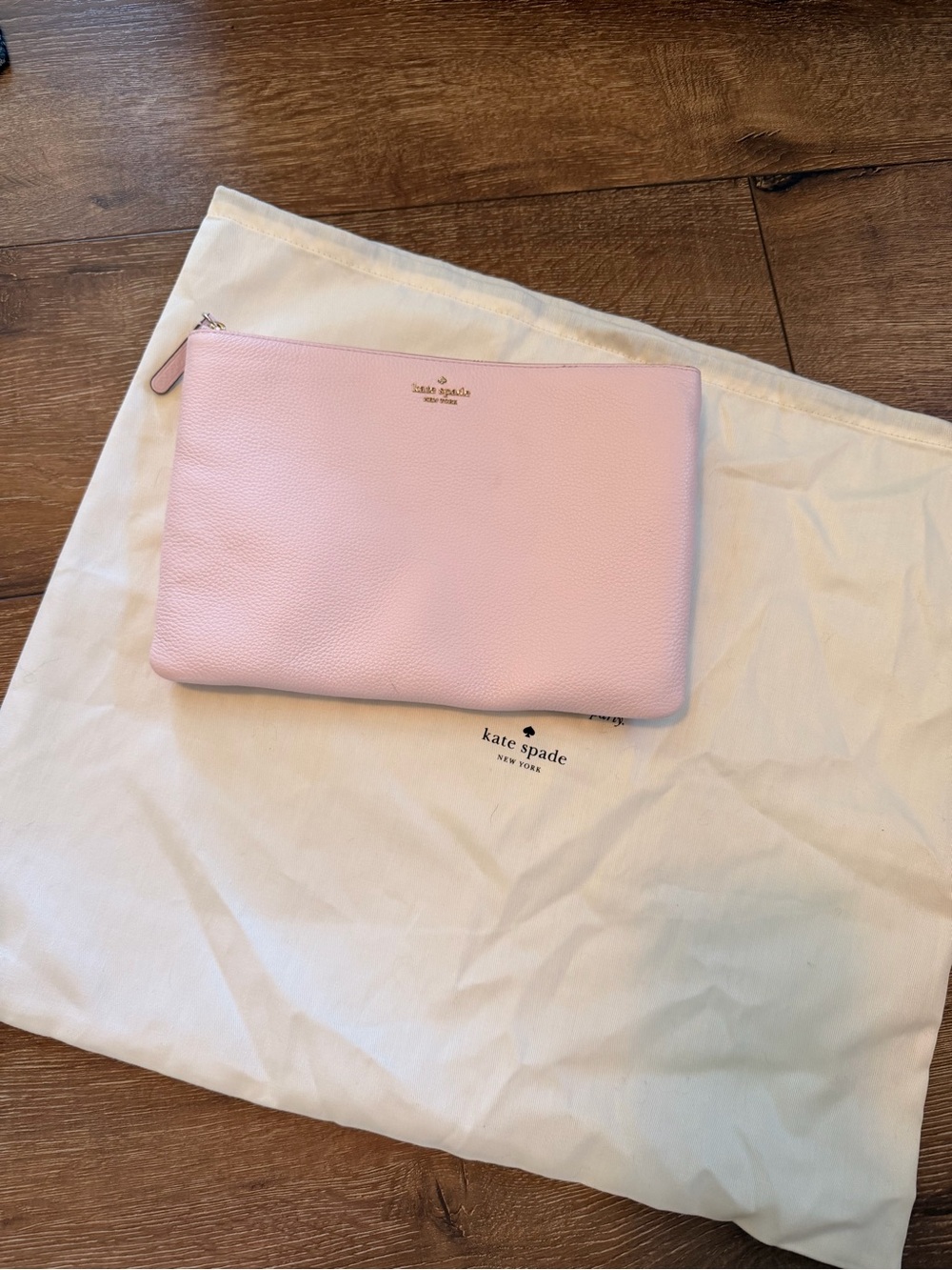 kate spade Pale Pink Pebbled Leather Zip Clutch